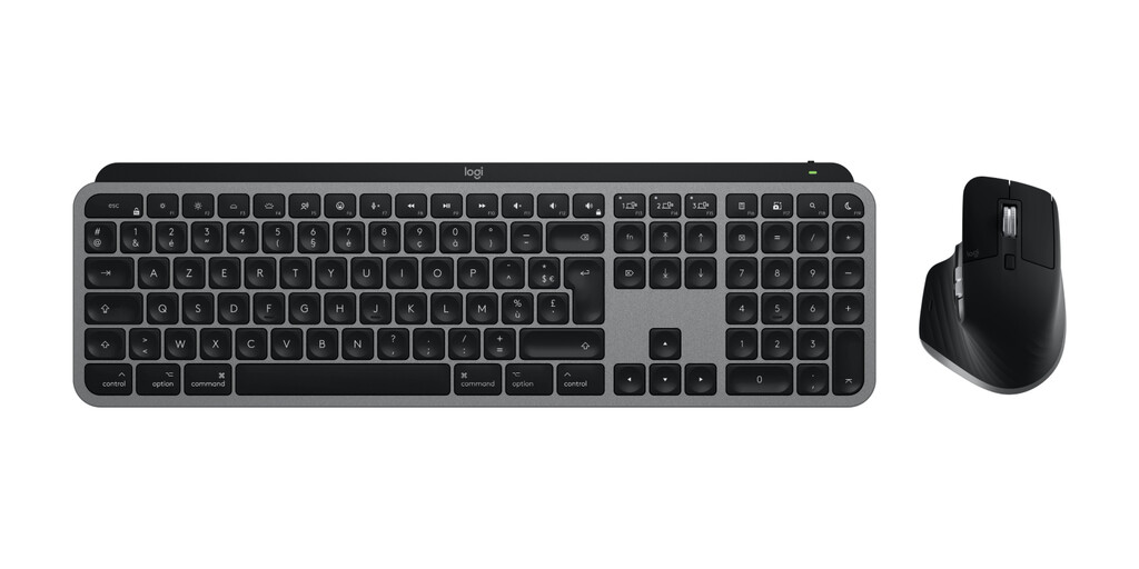 Logitech Master MX Keys S Combo for Mac toetsenbord Inclusief muis Thuis/Werk RF-draadloos + Bluetooth AZERTY Frans Aluminium, Z