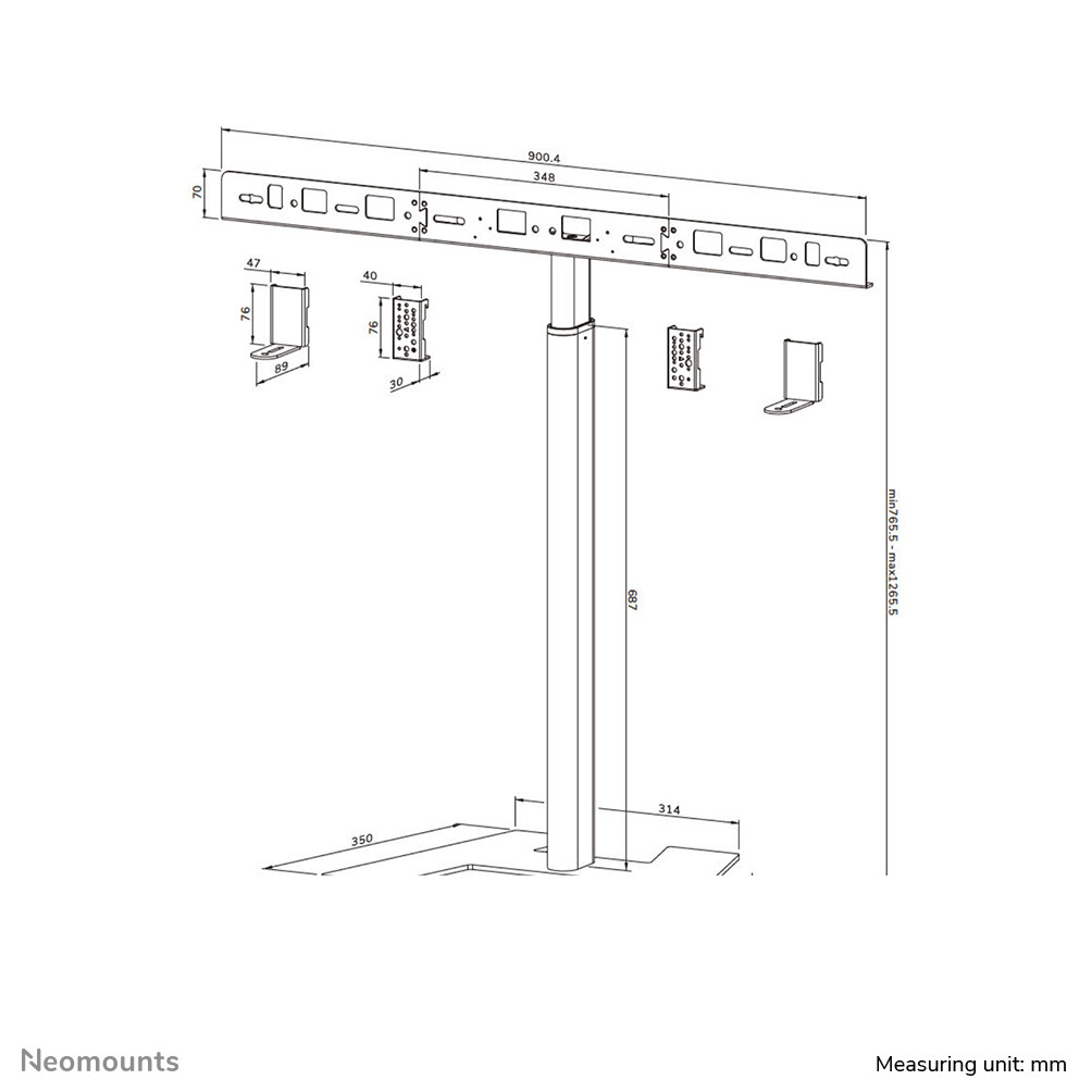 Neomounts AV80-500BL Videobar vloersteun 43-110" - VESA - max 10 kg - universeel - Afbeelding 18