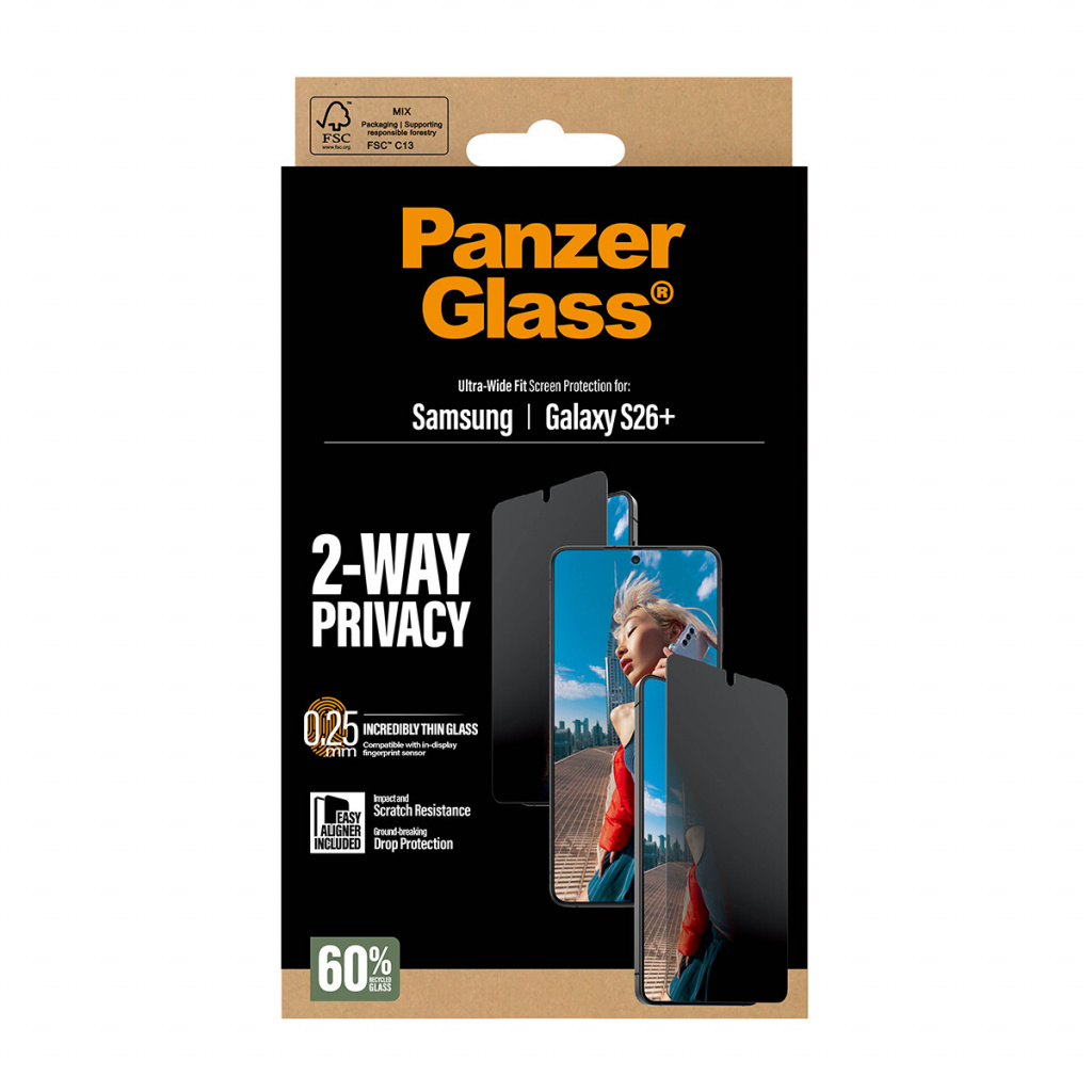 PanzerGlass ® 2-Way Privacy Screen Protector Samsung Galaxy S26+ | Ultra-Wide Fit w. EasyAligner Doorzichtige schermbeschermer 1 - Afbeelding 5