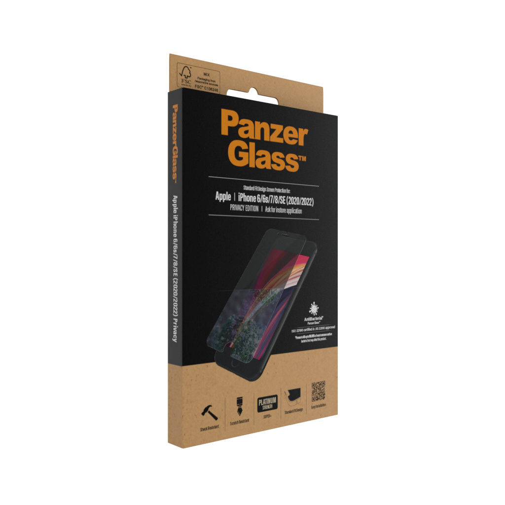 PanzerGlass ® Privacy Screen Protector iPhone SE (2020/2022) | 8 | 7 | 6 | 6s | Standard Fit Doorzichtige schermbeschermer Apple - Afbeelding 4
