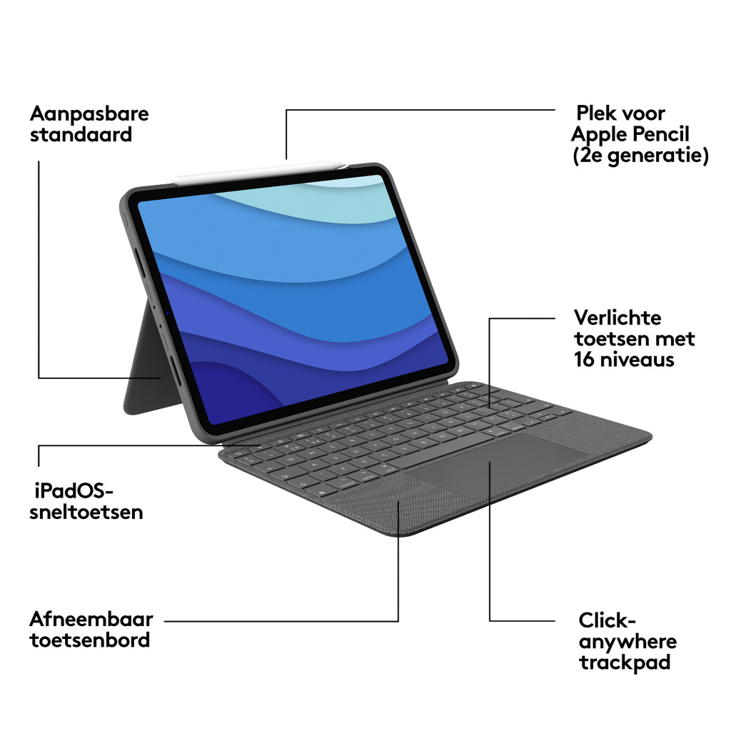 Logitech Combo Touch for iPad Pro 11-inch (1st, 2nd, and 3rd generation) - Afbeelding 9