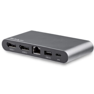StarTech.com USB-C Dock - 4K Dual Monitor DisplayPort - Mini Laptop Docking Station - 100W Power Delivery Passthrough - GbE, 2-P