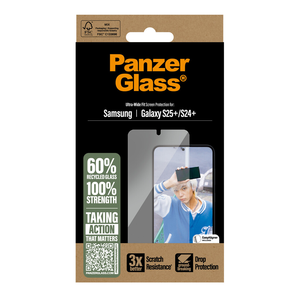 PanzerGlass ® Screen Protector Samsung Galaxy S25+ | S24+ | Ultra-Wide Fit Doorzichtige schermbeschermer 1 stuk(s) - Afbeelding 3