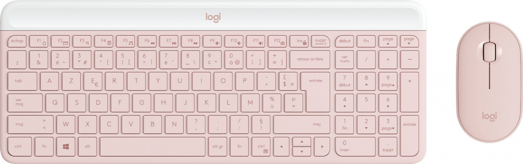Logitech 920-011316 toetsenbord Inclusief muis Kantoor RF Draadloos AZERTY Frans Roze