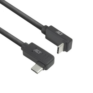 ACT USB 3.0 10Gbps 60W USB Type-C (haaks links/rechts) naar USB Type-C (haaks boven/beneden) kabel, 0,5 meter