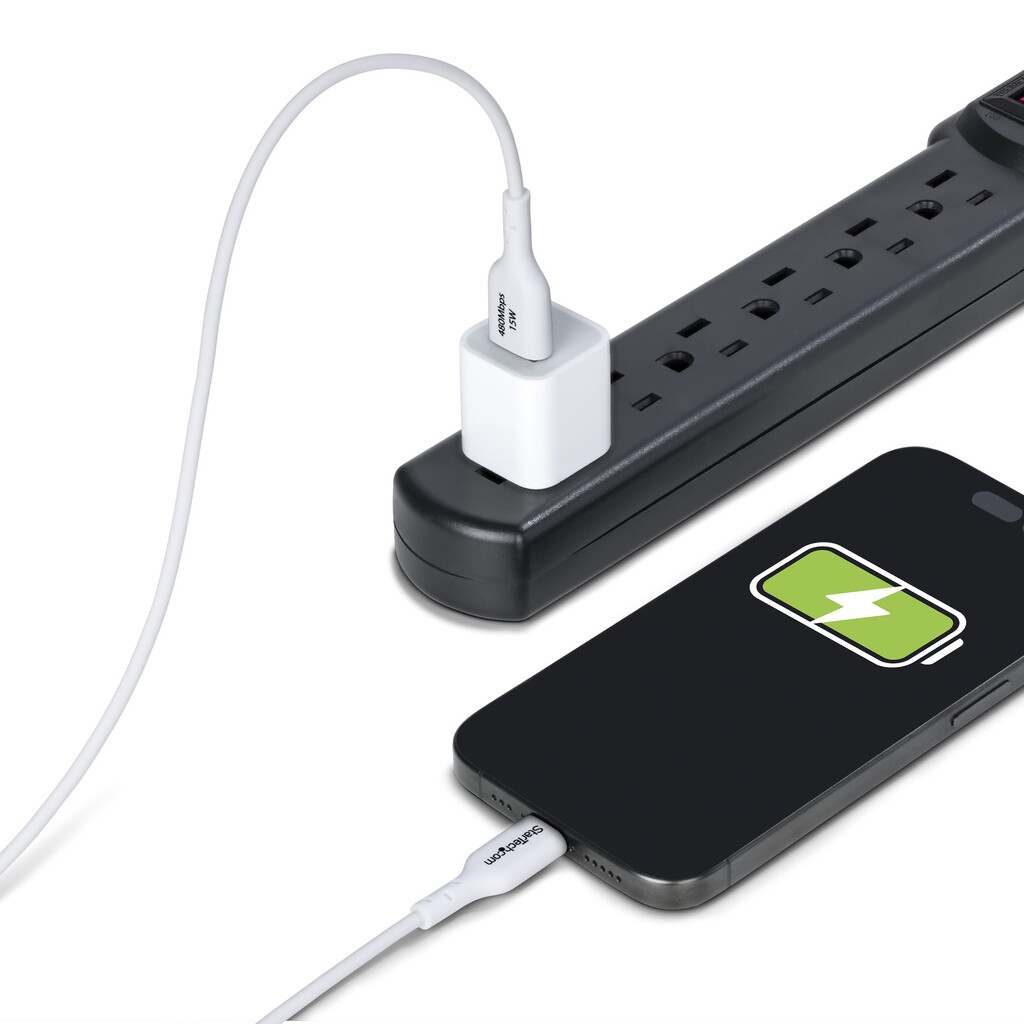 StarTech.com 2m USB-A naar USB-C Laadkabel, Charge & Sync, 3A, USB 2.0, TPE Mantel - Witte USB Oplaadkabel - Afbeelding 9