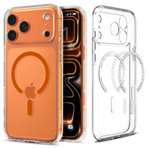 Spigen Ultra Hybrid (MagFit) mobiele telefoon behuizingen 16 cm (6.3") Hoes Oranje, Transparant