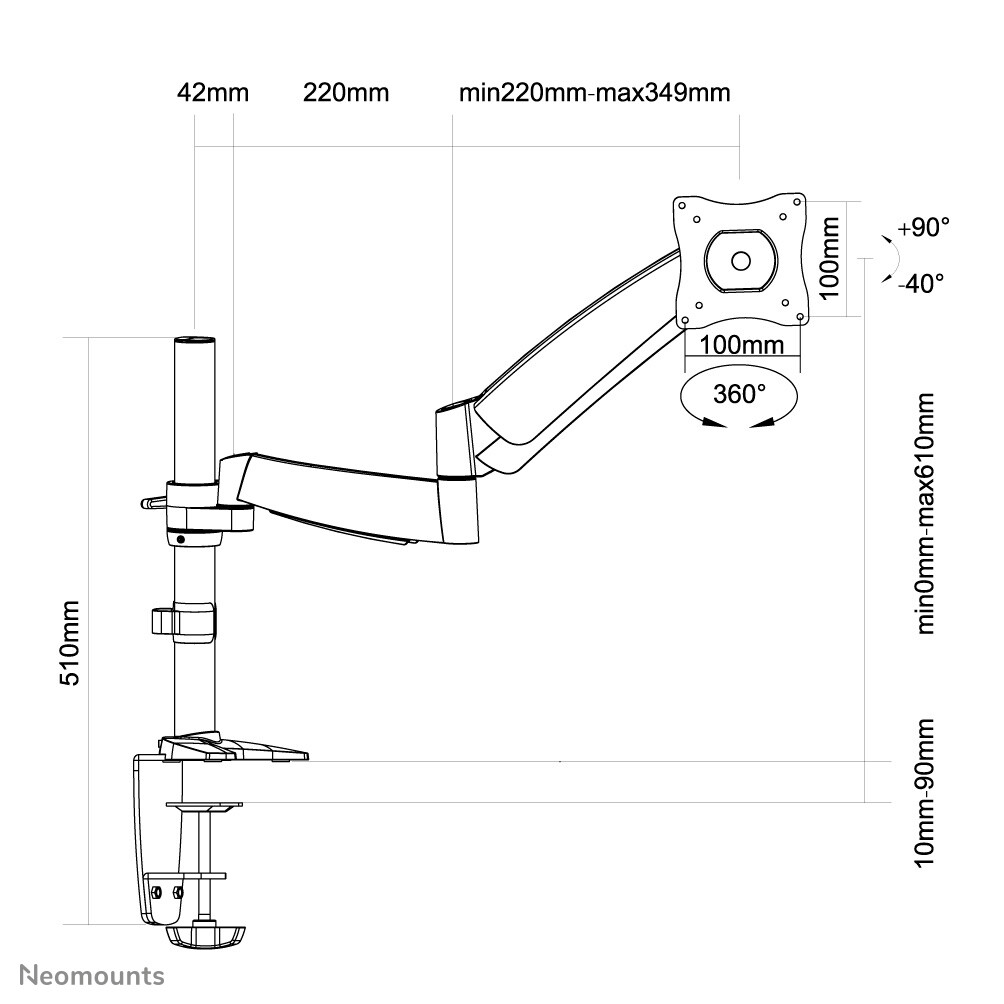 Neomounts FPMA-D950 Monitorarm 13-27" - gasveer - Afbeelding 3