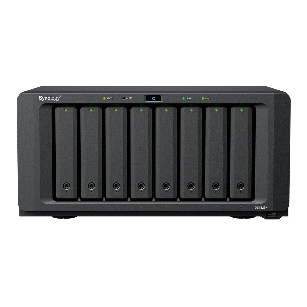 Synology DiskStation DS1825+ & BR900G-GR NAS Ryzen Embedded V1500B 8 GB DDR4 0 TB Zwart