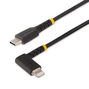 StarTech.com 1m Duurzame USB-C naar Lightning Kabel - USB 2.0 naar Lightning Laadkabel met Rechtse Hoek - Fast Charge en Sync US