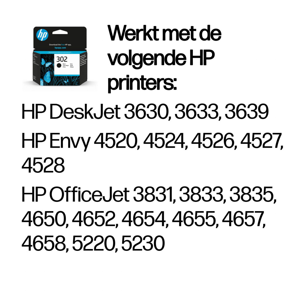 HP 302 originele zwarte inktcartridge - Afbeelding 2