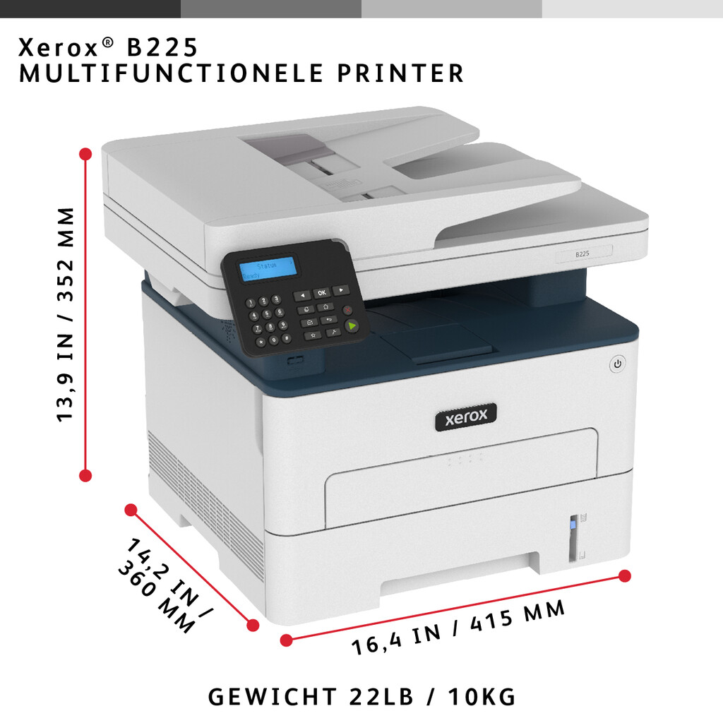 Xerox B225 A4 34 ppm draadloze dubbelzijdige printer PS3 PCL5e/6 ADF 2 laden totaal 251 vel - Afbeelding 14