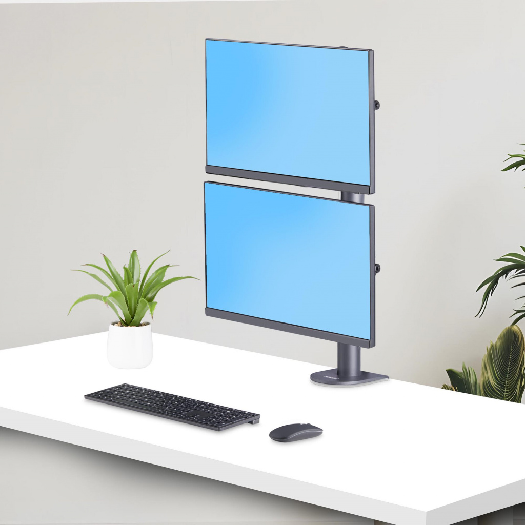 StarTech.com Monitorstandaard voor Twee Verticaal Gestapelde Schermen, Dual 49", Max 32kg, C-Klem, Quick-Release VESA Systeem, W - Afbeelding 9