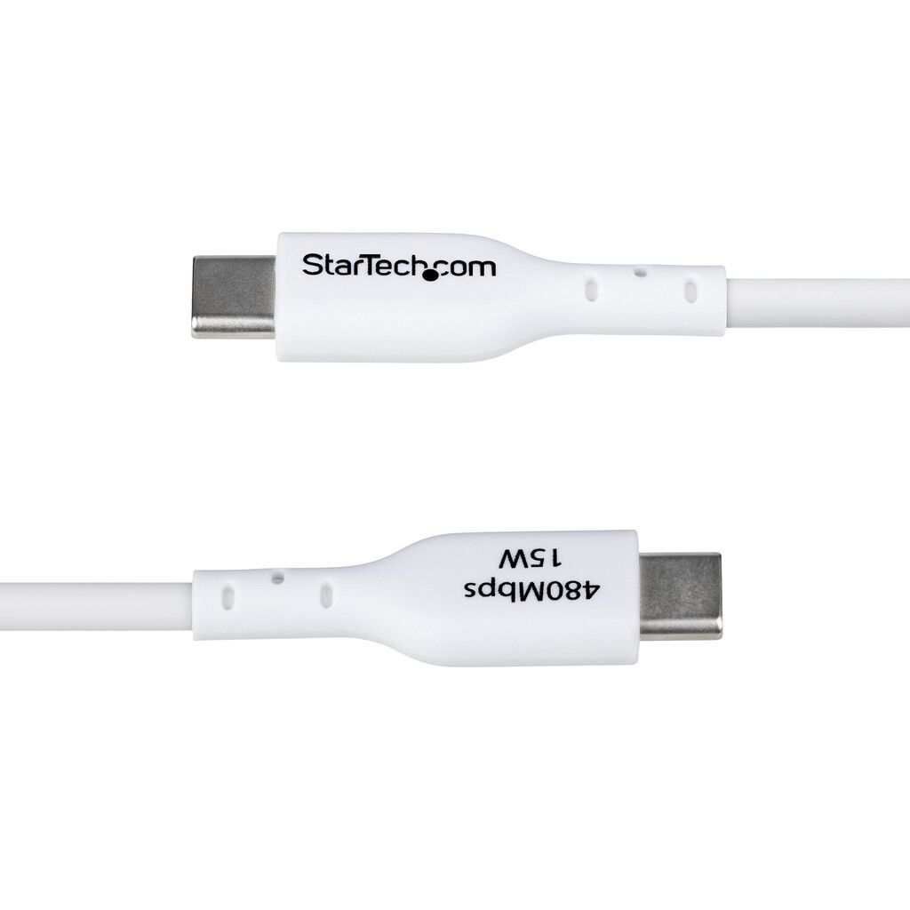 StarTech.com 2m USB-A naar USB-C Laadkabel, Charge & Sync, 3A, USB 2.0, TPE Mantel - Witte USB Oplaadkabel - Afbeelding 5