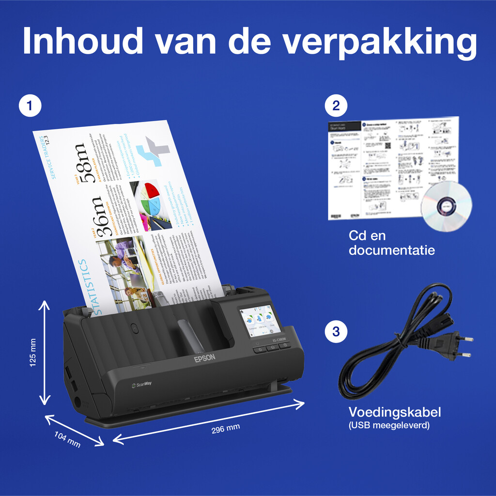 Epson ES-C380W compacte A4-documentscanner met Wi-Fi-connectiviteit en U-traject - Afbeelding 9