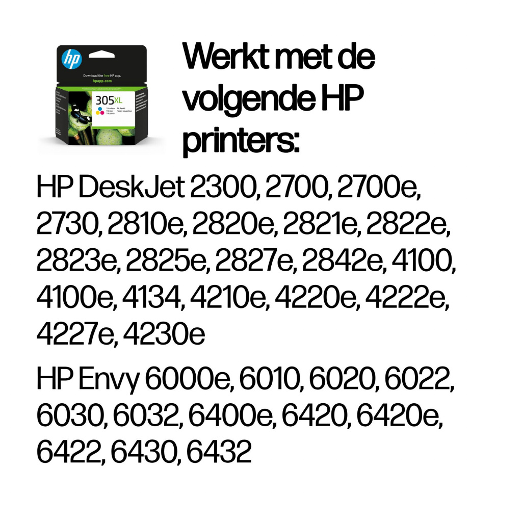 HP 305XL originele high-capacity drie-kleuren inktcartridge - Afbeelding 2
