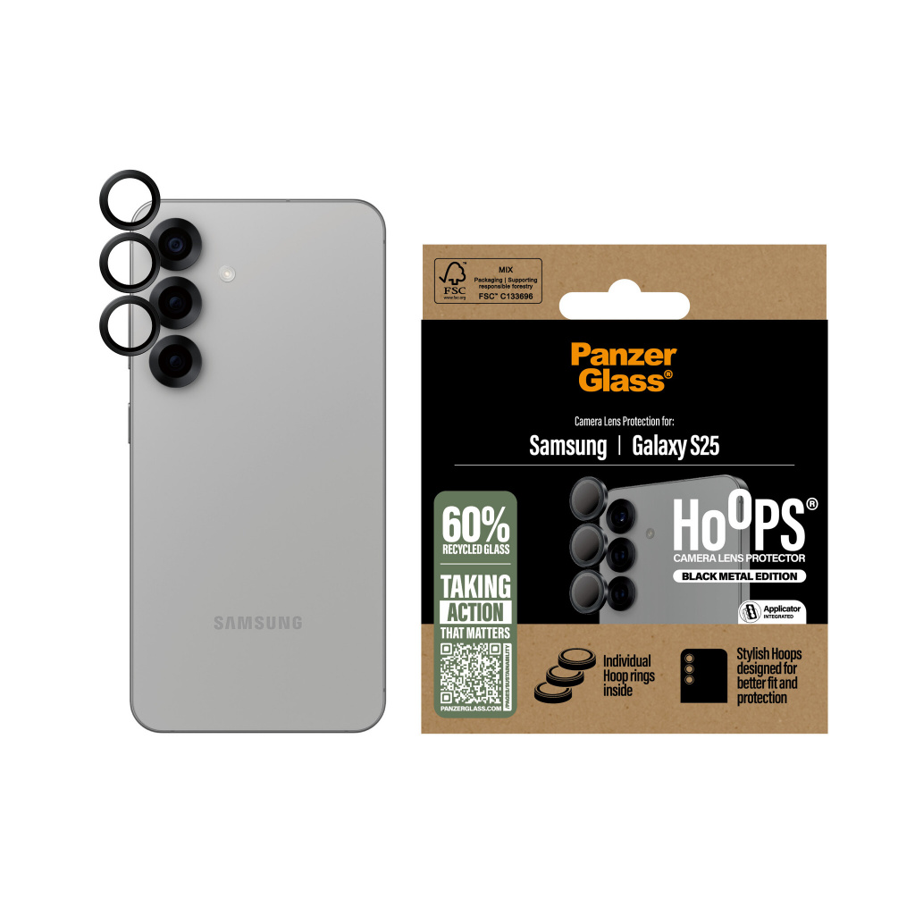 PanzerGlass ® Hoops® Camera Lens Protector Black Samsung Galaxy S25 Doorzichtige schermbeschermer 1 stuk(s) - Afbeelding 2