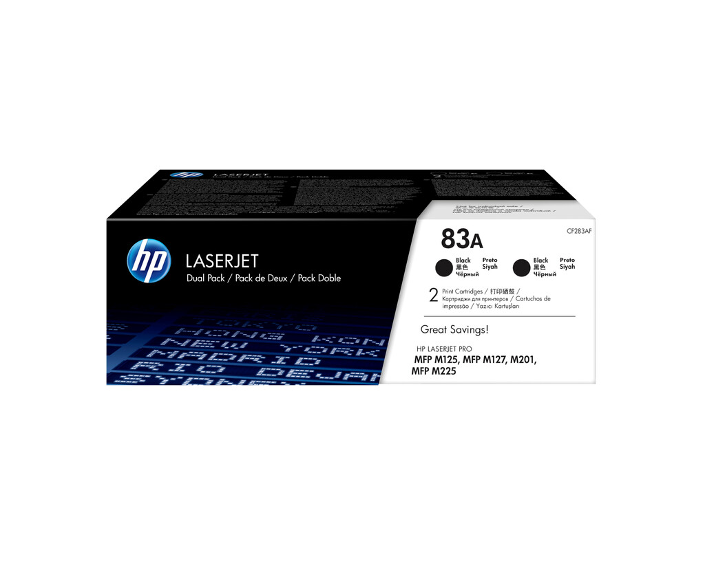 HP 83A originele zwarte LaserJet tonercartridge, 2-pack