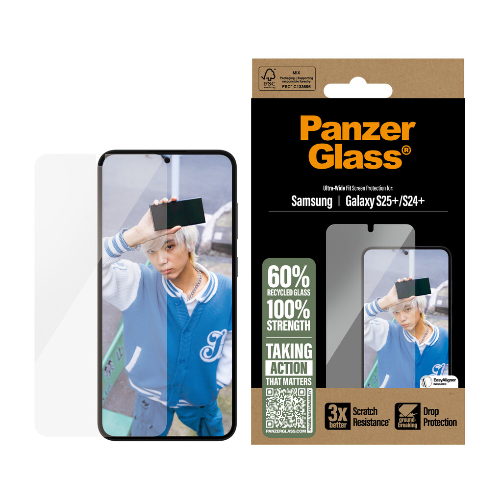PanzerGlass ® Screen Protector Samsung Galaxy S25+ | S24+ | Ultra-Wide Fit Doorzichtige schermbeschermer 1 stuk(s) - Afbeelding 2