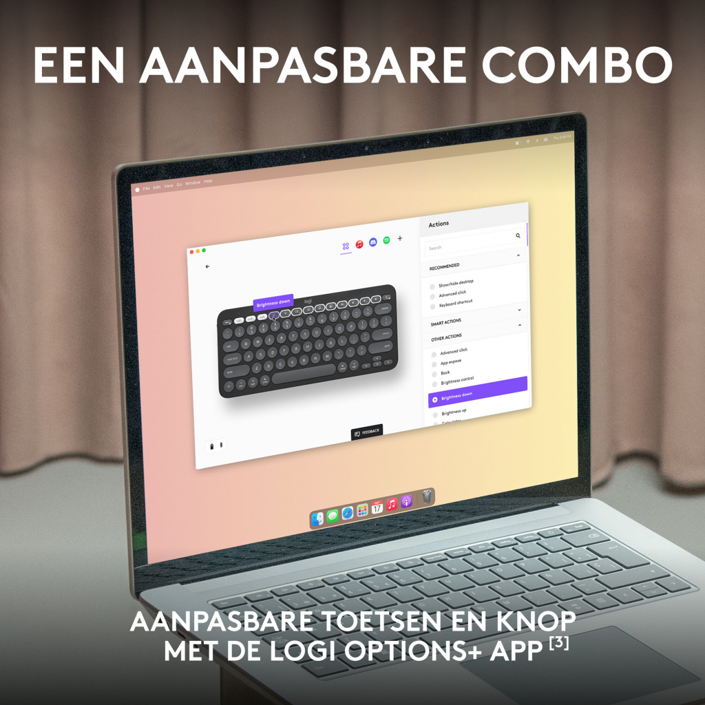 Logitech 920-012214 toetsenbord Inclusief muis Universeel RF-draadloos + Bluetooth AZERTY Frans Grafiet - Afbeelding 4