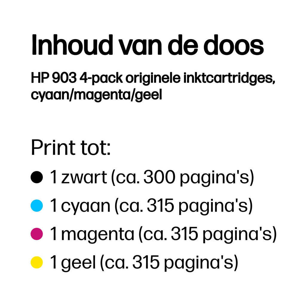 HP 903 4-pack originele inktcartridges, cyaan/magenta/geel - Afbeelding 3