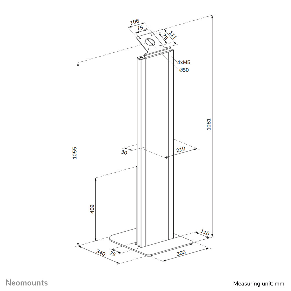 Neomounts FL15-628BL1 Tablet vloerstandaard - max 3 kg - vergrendelbaar - Afbeelding 11