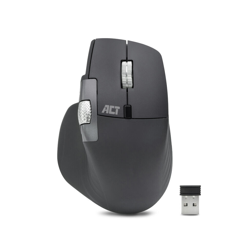 ACT Draadloze multi-connect muis Bluetooth en USB ontvanger, oplaadbaar, 4800 DPI met stille klik, snel scrolwiel en duimscrolwi