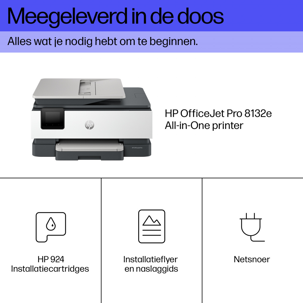 HP OfficeJet Pro 8132e Draadloos All-in-One Kleur Printer, Instant Ink; Dubbelzijdig printen - Afbeelding 8