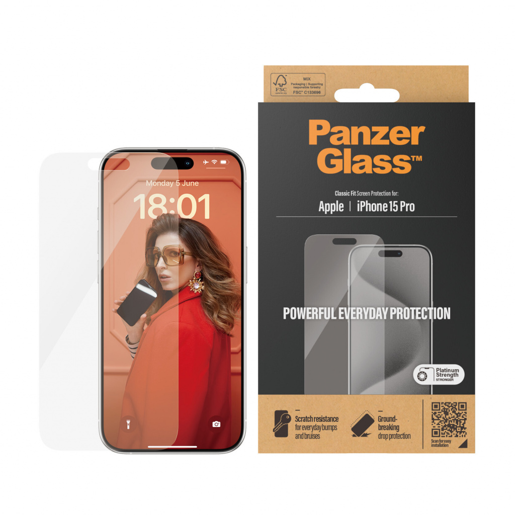 PanzerGlass ® Screen Protector iPhone 15 Pro | Classic Fit Doorzichtige schermbeschermer Apple 1 stuk(s) - Afbeelding 2