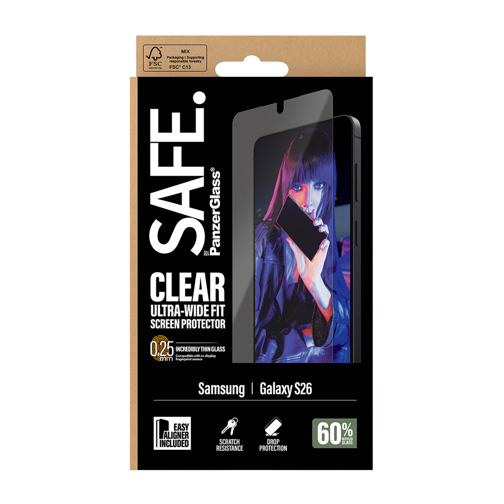 PanzerGlass SAFE. by ® Screen Protector Samsung Galaxy S26 | Ultra-Wide Fit w. EasyAligner Doorzichtige schermbeschermer 1 stuk( - Afbeelding 4