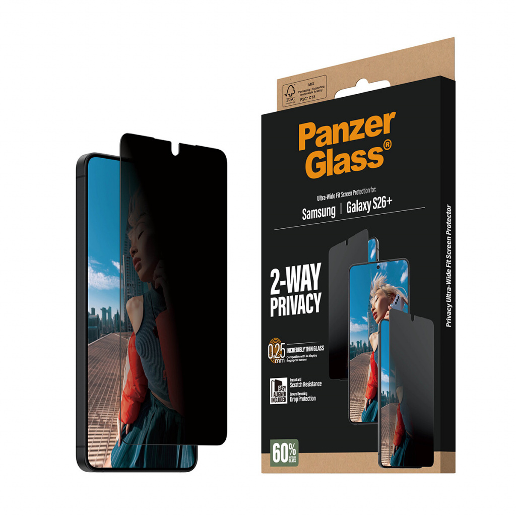 PanzerGlass ® 2-Way Privacy Screen Protector Samsung Galaxy S26+ | Ultra-Wide Fit w. EasyAligner Doorzichtige schermbeschermer 1 - Afbeelding 7
