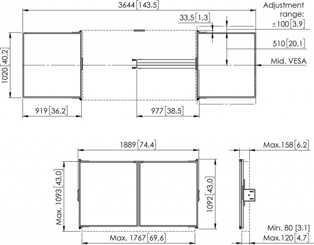 Vogel's RISE WBS75M Whiteboard set 75" voor RISE 5XXX - Afbeelding 4