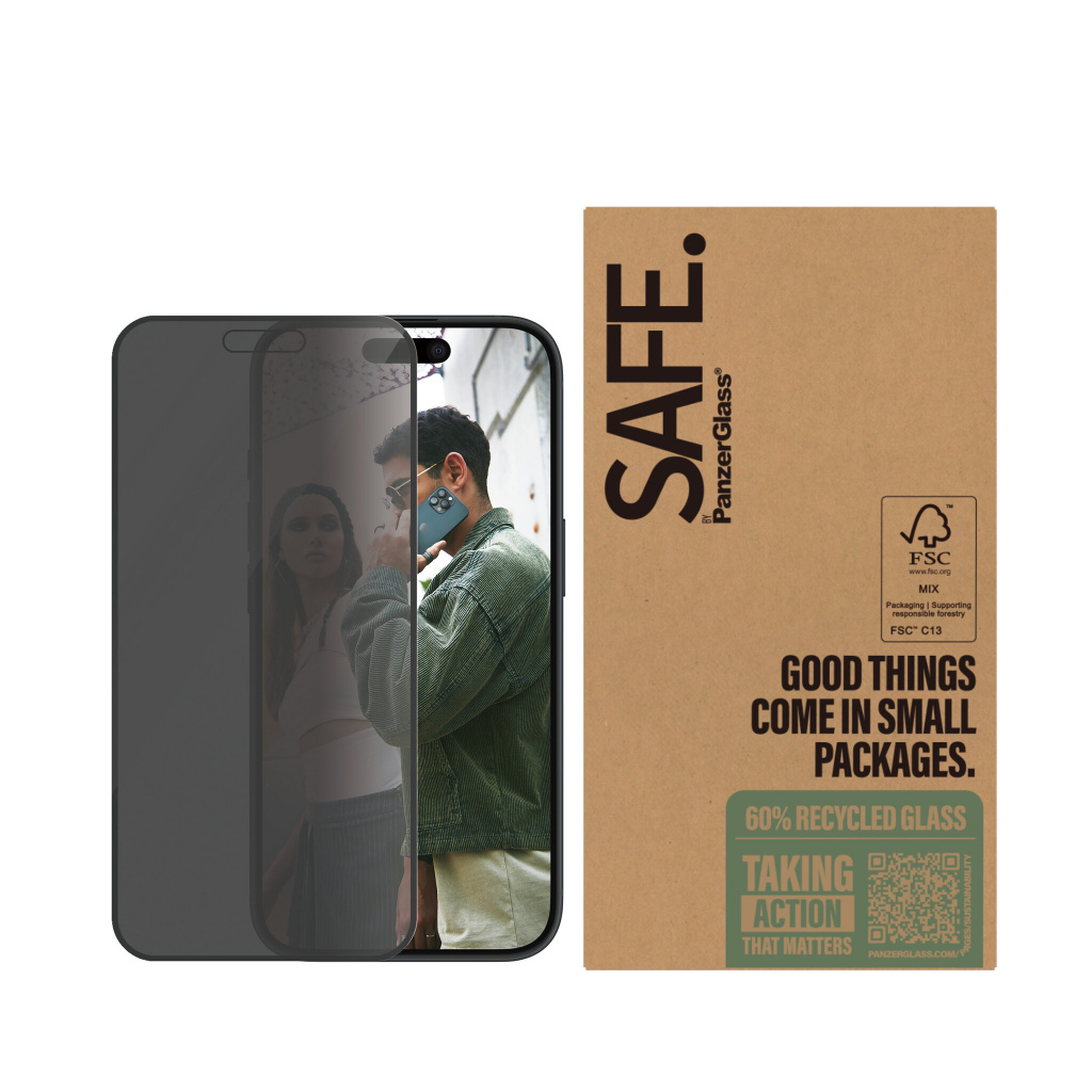PanzerGlass SAFE. by ® 2-Way Privacy Screen Protector iPhone 16 | 15 | Ultra-Wide Fit | Bulk Doorzichtige schermbeschermer Apple - Afbeelding 2
