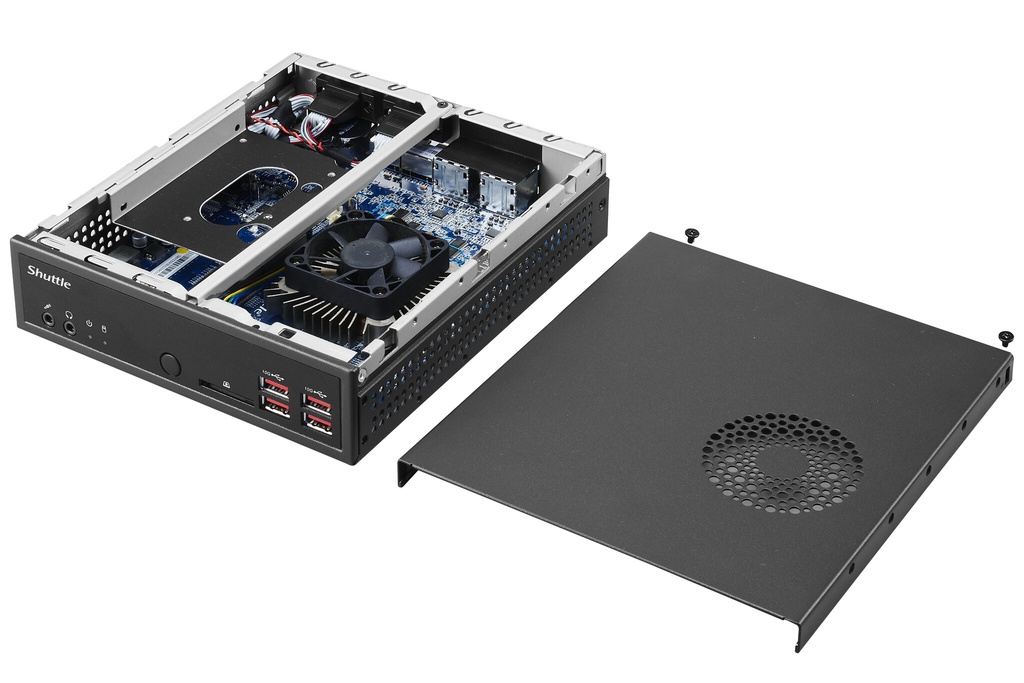 Shuttle XPC slim Barebone DH32U, Intel Pentium Gold 7505, 4x HDMI 2.0b 2x LAN, 2x COM, incl. VESA, , 24/7 permanent gebruik - Afbeelding 3
