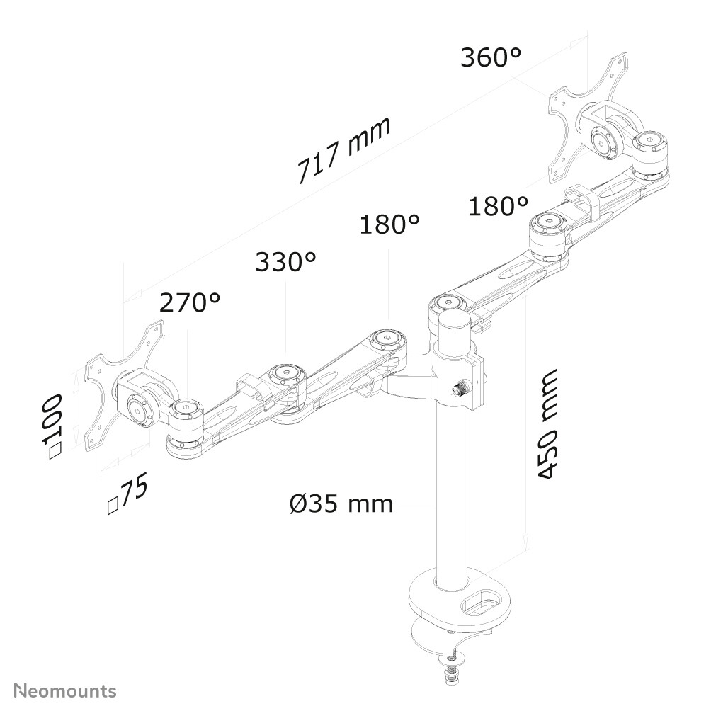 Neomounts FPMA-D935DG Monitorarm 10-27" - Afbeelding 6