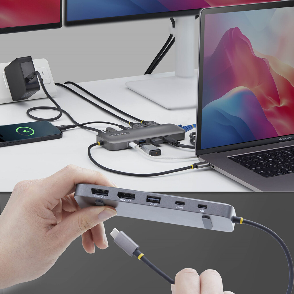 StarTech.com 10-in-1 USB-C naar Dual DisplayPort Multiport Adapter, 100W Power Delivery Charging, 2x 4K 60Hz, 5-Port 5Gbps Hub, - Afbeelding 5