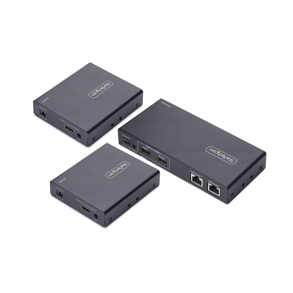 StarTech.com 2-Port HDMI Extender en Splitter Over CAT6, 4K 60Hz, Tot 70m, 1x2 HDMI over Ethernet Distributie Kit met IR en Pow - Afbeelding 2