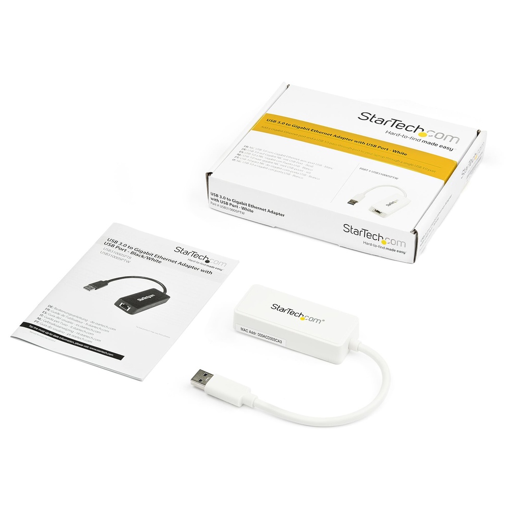 StarTech.com USB 3.0 naar gigabit Ethernet-adapter NIC met USB-poort - wit - Afbeelding 5