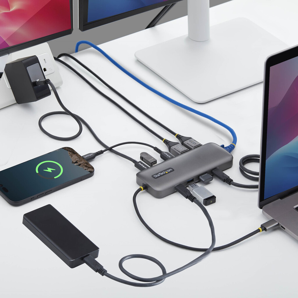 StarTech.com 10-in-1 USB-C naar Dual DisplayPort Multiport Adapter, 100W Power Delivery Charging, 2x 4K 60Hz, 5-Port 5Gbps Hub, - Afbeelding 6