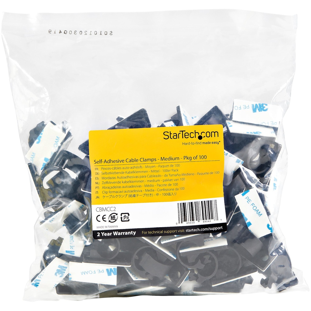 StarTech.com 100 Zelfklevende Kabelmanagement Clips, 12mm, Zwart, Netwerk/Ethernet/Bureau/Computer Kabelbeheer, Klevende Kabelh - Afbeelding 5