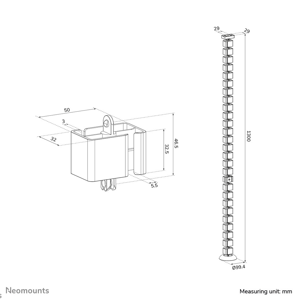 Neomounts ADS06-132WH Kabelgeleider - magnetische bevestiging - universeel - Afbeelding 13