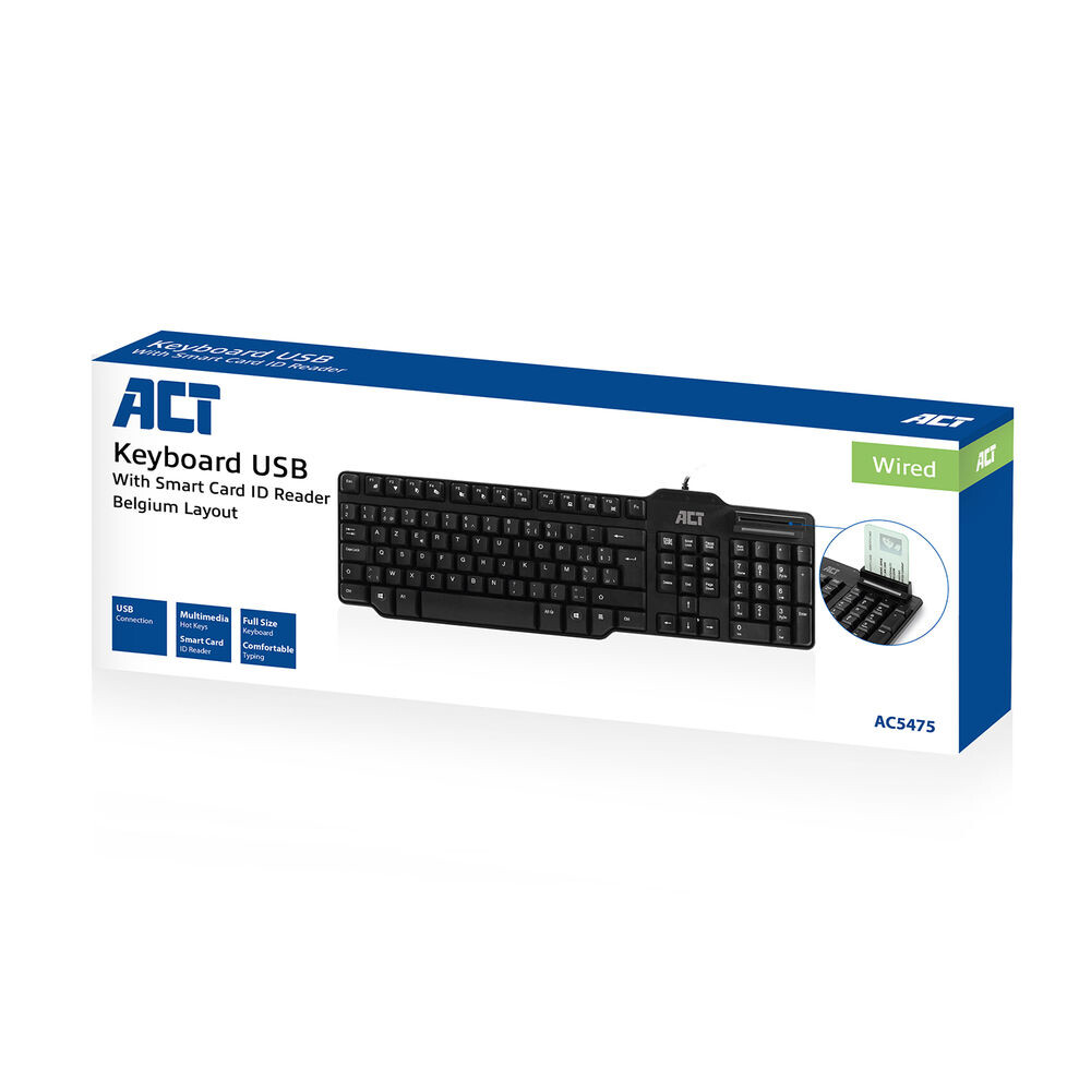 ACT Bekabeld toetsenbord met Smartcard lezer (Azerty/BE layout) - Afbeelding 4