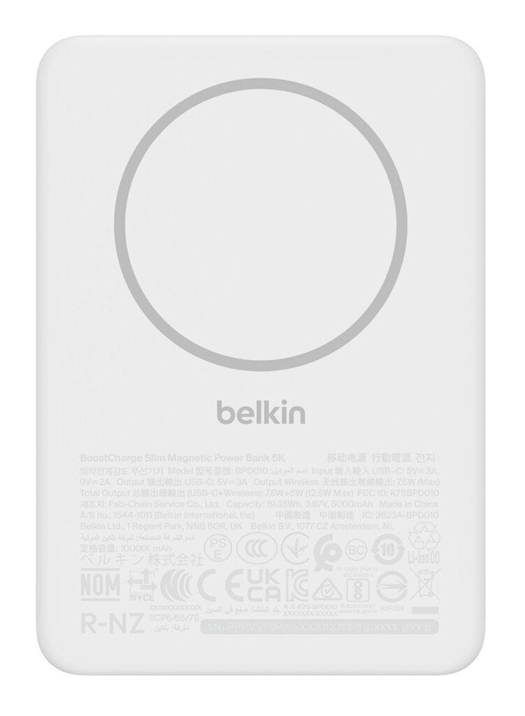 Belkin BPD010hqWH 5000 mAh Draadloos opladen Wit