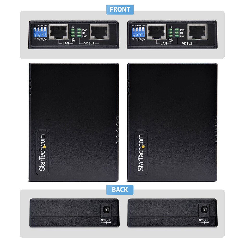StarTech.com VDSL2 Ethernet Extender Kit via Single Pair Kabel, Tot 1km Long Range LAN Repeater over Telefoonlijn/CAT5e/CAT6, Ve - Afbeelding 3