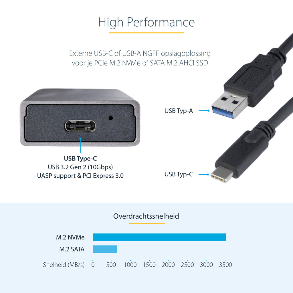StarTech.com USB-C 10Gbps naar M.2 NVMe or M.2 SATA SSD Behuizing, Gereedschaploze Externe M.2 PCIe/SATA NGFF SSD Aluminum Case, - Afbeelding 10