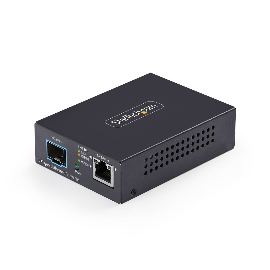 StarTech.com 10GbE Multi-Gigabit Open SFP+ Glasvezel Media Converter, 10G/5G/2.5G/1G/100M, Koper naar 10GBASE-X, Single-Mode, Mu