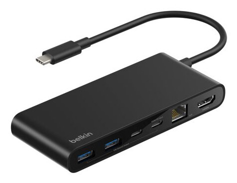 Belkin INC024HQBK interface hub USB Type-C 10000 Mbit/s Zwart