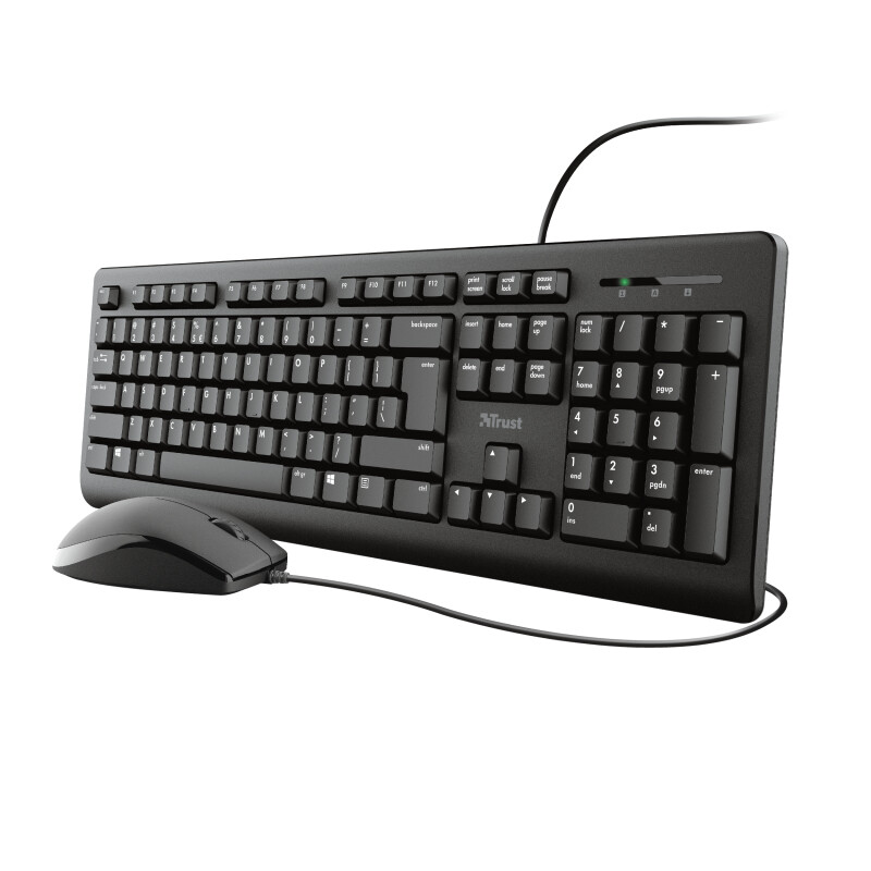 Trust Primo Toetsenbord en Muis Set - Bedrade desktopset – Belgische AZERTY-indeling – Full-size toetsenbord – Zwart - Afbeelding 5