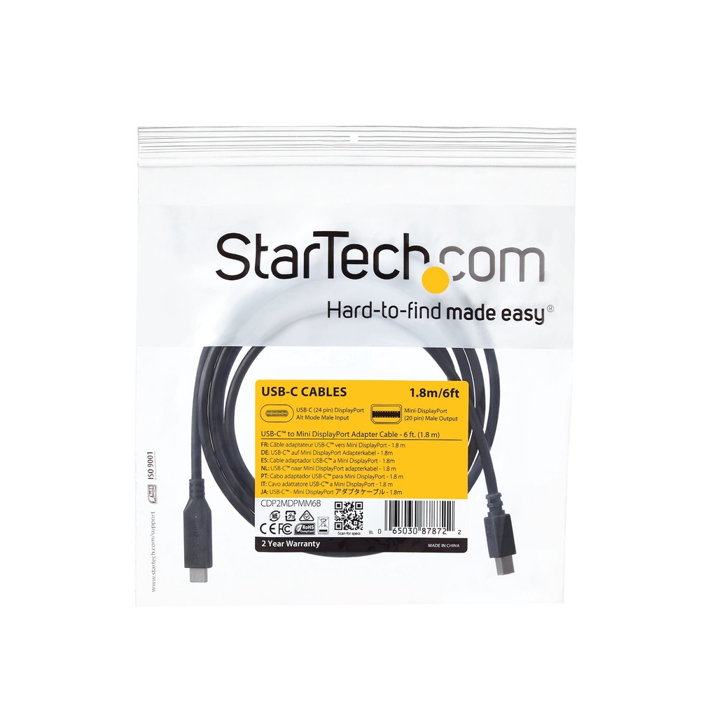 StarTech.com 1,8 m USB-C naar Mini DisplayPort-kabel - 4K 60Hz - zwart - Afbeelding 7