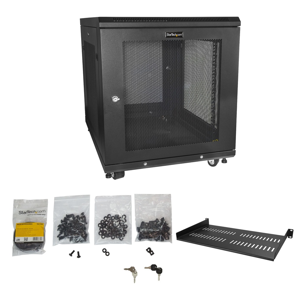 StarTech.com 12U Enterprise-Grade Server Rack Cabinet Kit, 19in Vergrendelbare 4-Post Patchkast met Schap en Kabelbeheer, 75cm M - Afbeelding 3